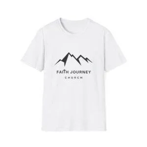 Faith Journey Church Unisex T-Shirt – Inspirational Mountain Design, Perfect for Church Events, Gifts, Casual Wear