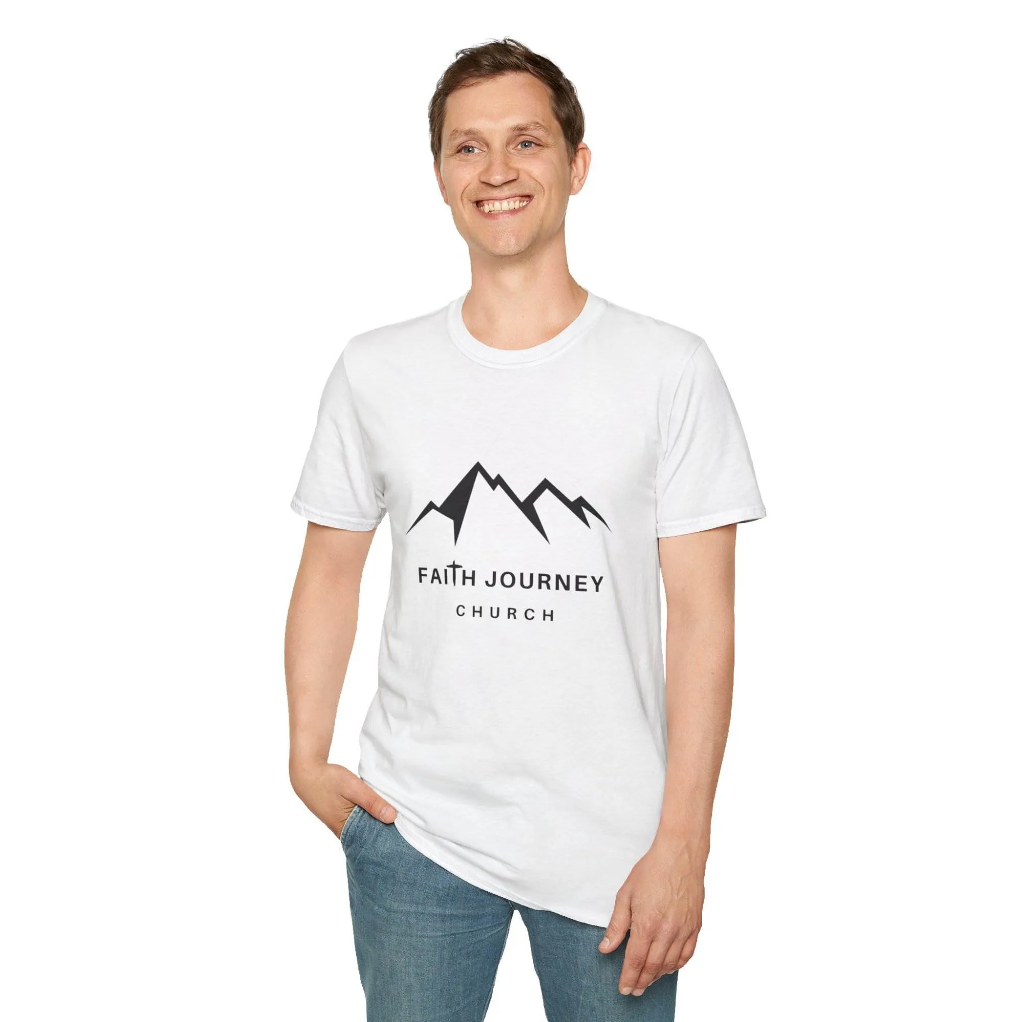 Faith Journey Church Unisex T-Shirt - Inspirational Mountain Design, Perfect for Church Events, Gifts, Casual Wear - Image 3