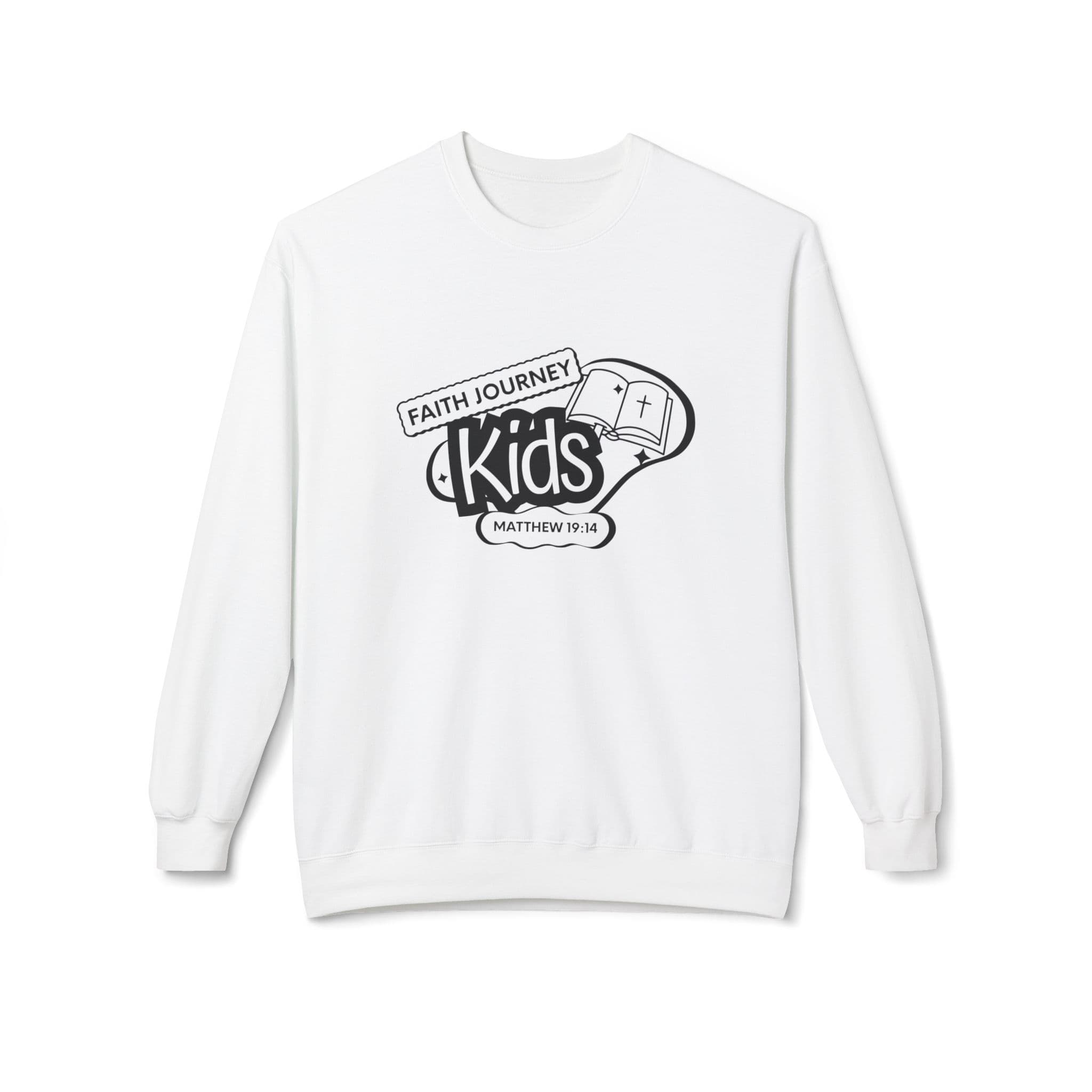 "Faith Journey Kids" - Fleece Crewneck Sweatshirt | Unisex, Cozy Layer, Church Apparel