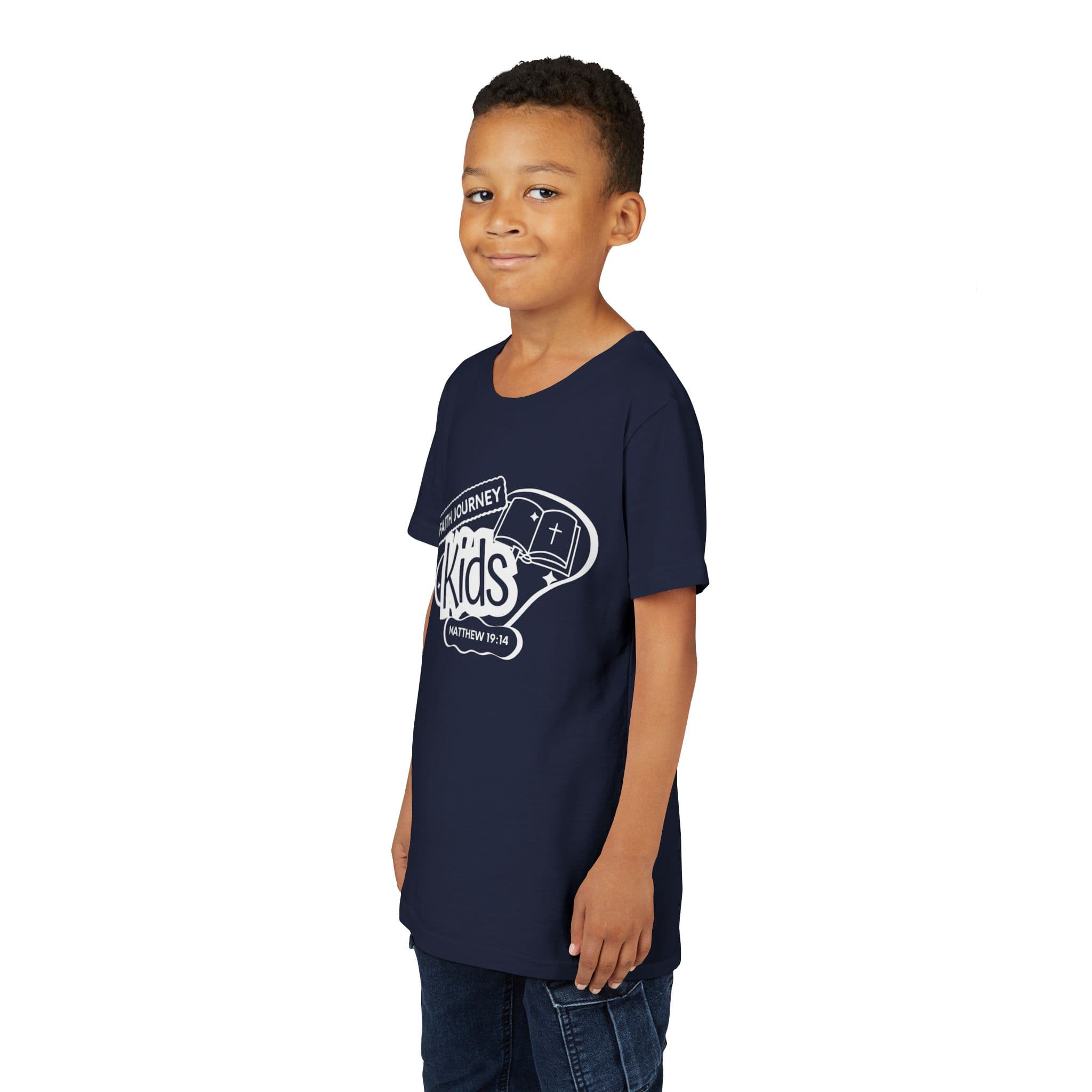 Faith Journey Kids Youth T‑Shirt – Matthew 19:14 Church Kids Tee - Image 27