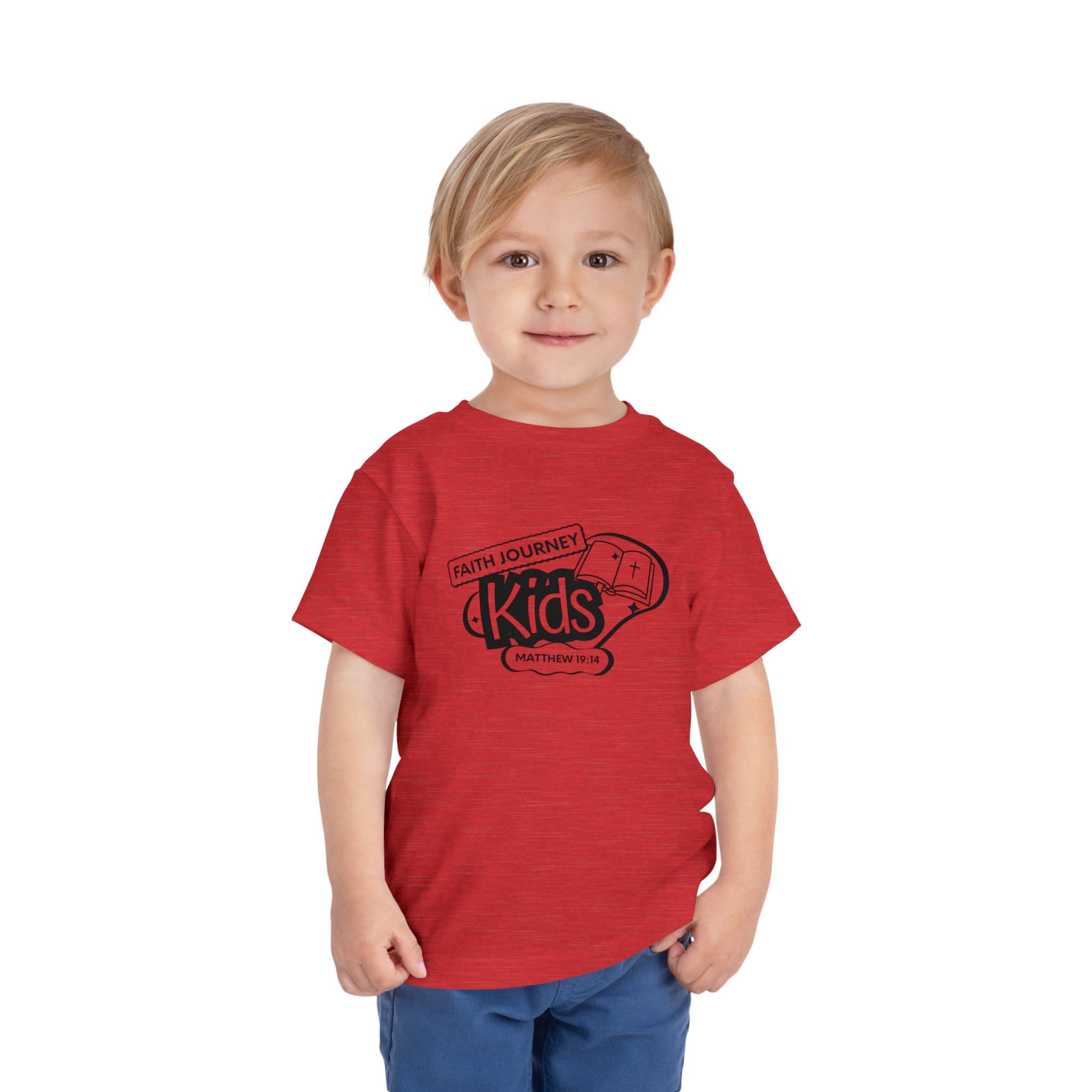 "Faith Journey Kids" Toddler Tee — "Faith Journey Kids" Matthew 19:14 Religious Short Sleeve - Image 29