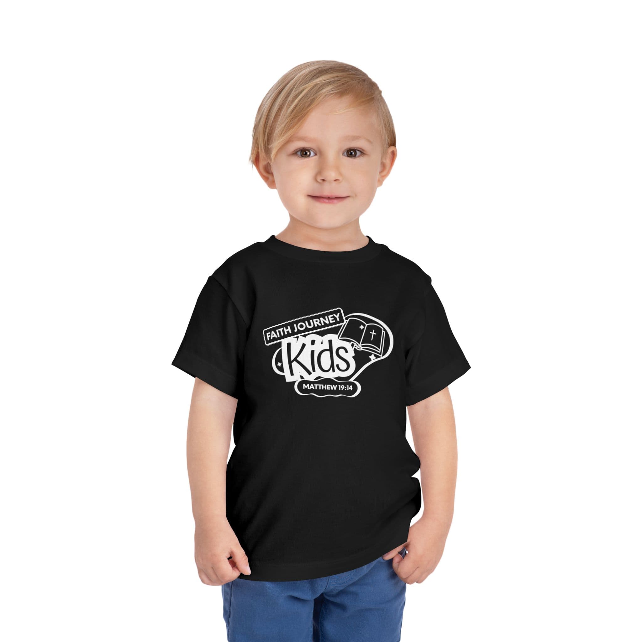 "Faith Journey Kids" Toddler Tee — "Faith Journey Kids" Matthew 19:14 Religious Short Sleeve - Image 5
