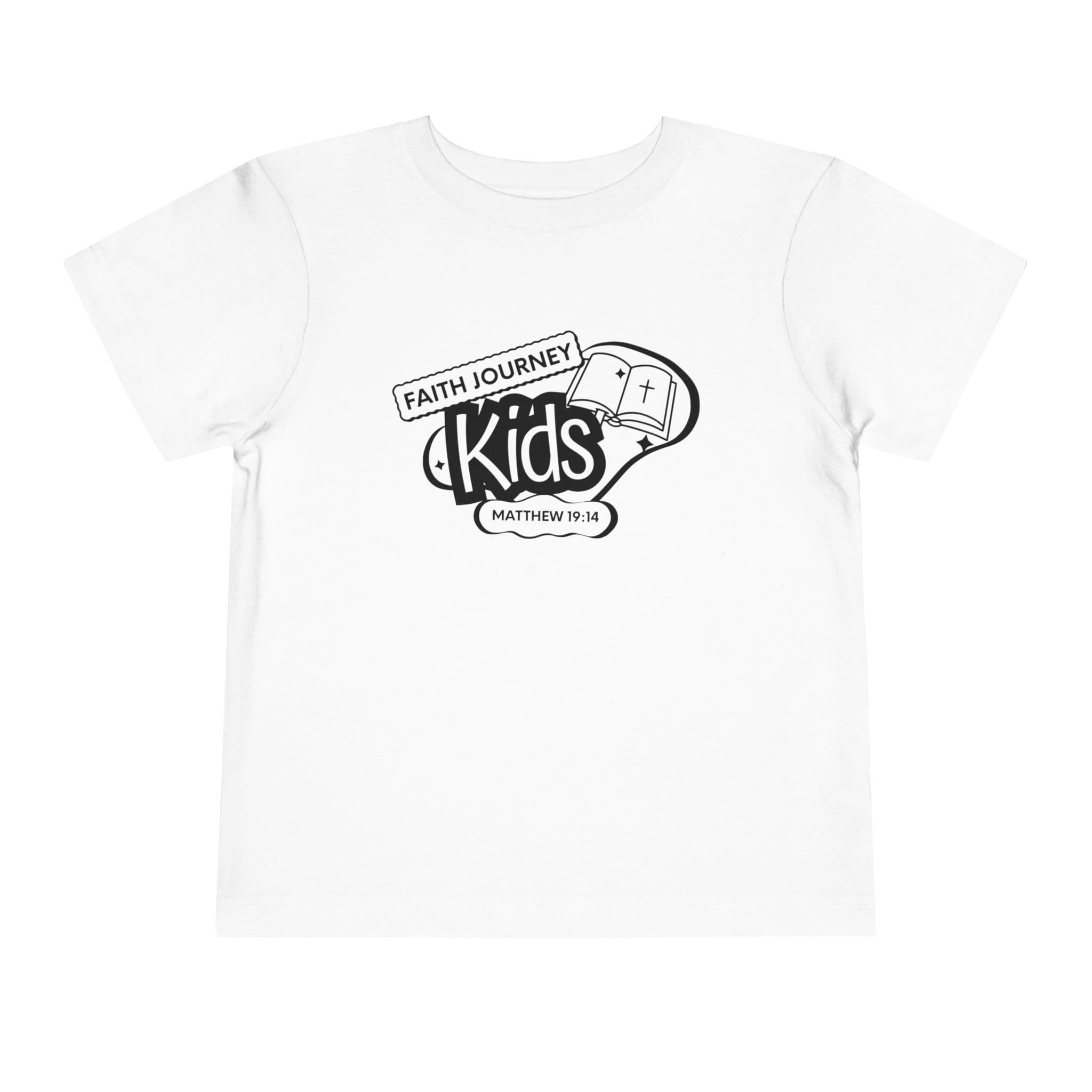 "Faith Journey Kids" Toddler Tee — "Faith Journey Kids" Matthew 19:14 Religious Short Sleeve