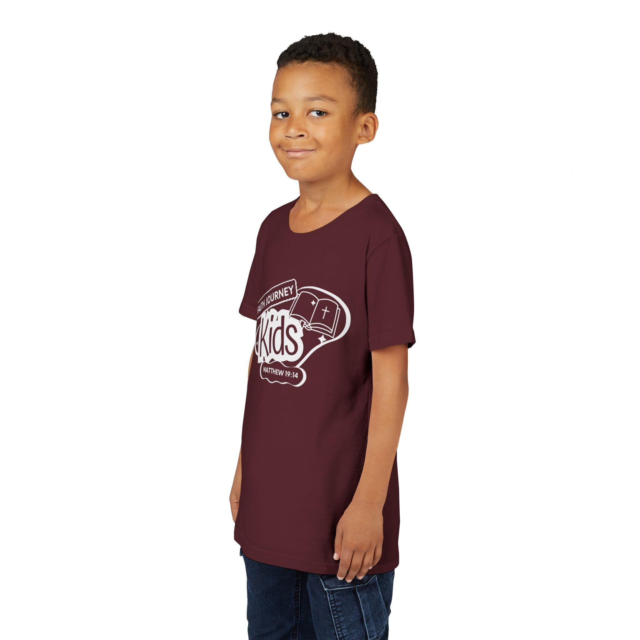 Faith Journey Kids Youth T‑Shirt – Matthew 19:14 Church Kids Tee - Image 36