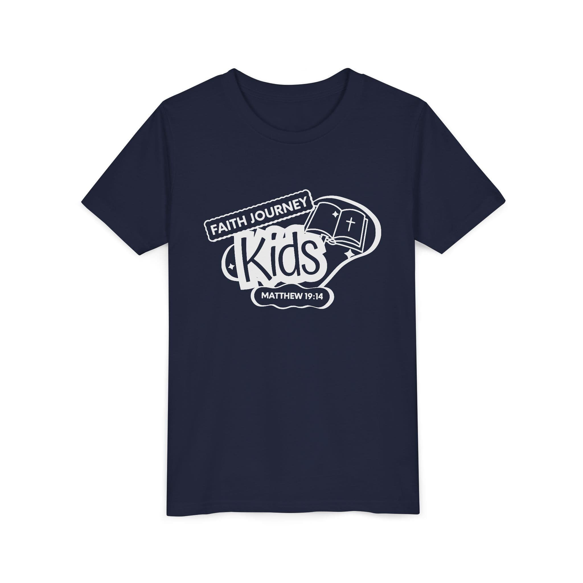 Faith Journey Kids Youth T‑Shirt – Matthew 19:14 Church Kids Tee - Image 25