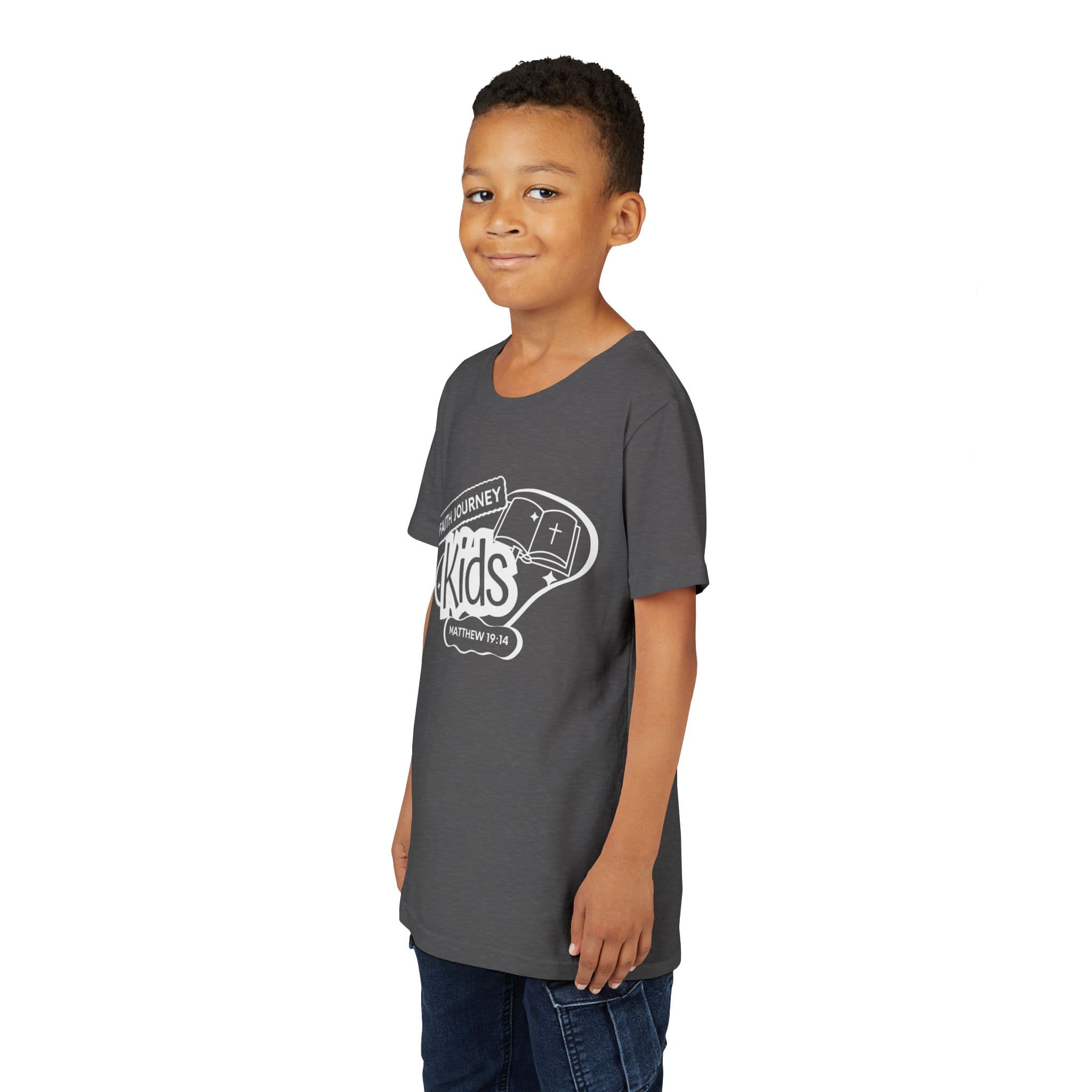 Faith Journey Kids Youth T‑Shirt – Matthew 19:14 Church Kids Tee - Image 33