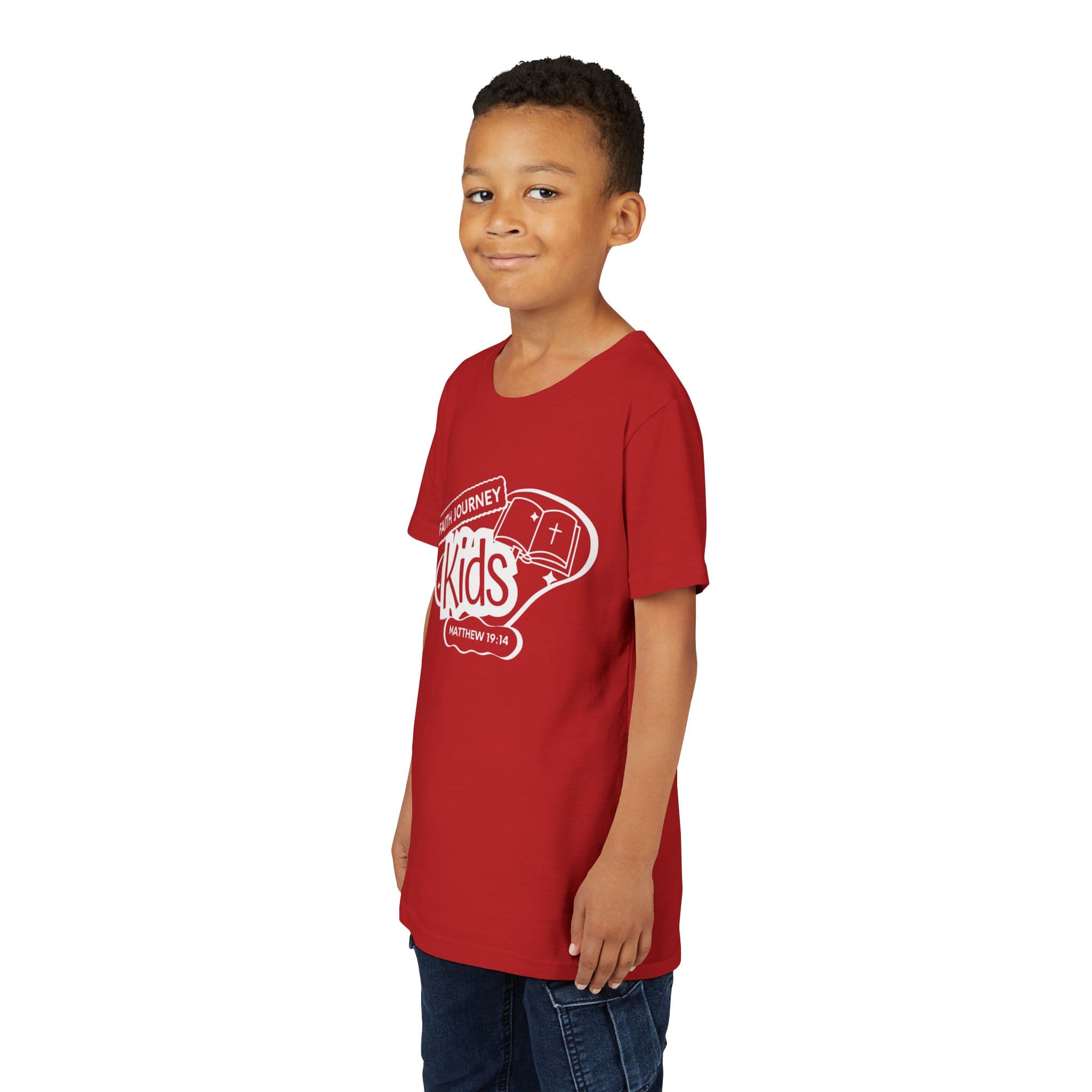 Faith Journey Kids Youth T‑Shirt – Matthew 19:14 Church Kids Tee - Image 42